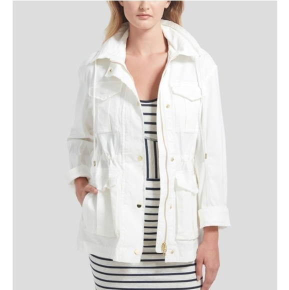 ATM Frayed Zip-front Versatile Field Hooded Long Sleeve White Jacket New Small - Picture 9 of 14